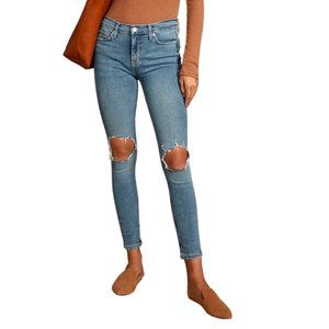 FREE PEOPLE Busted Knee Raw Hem Skinny Jeans - Size 26